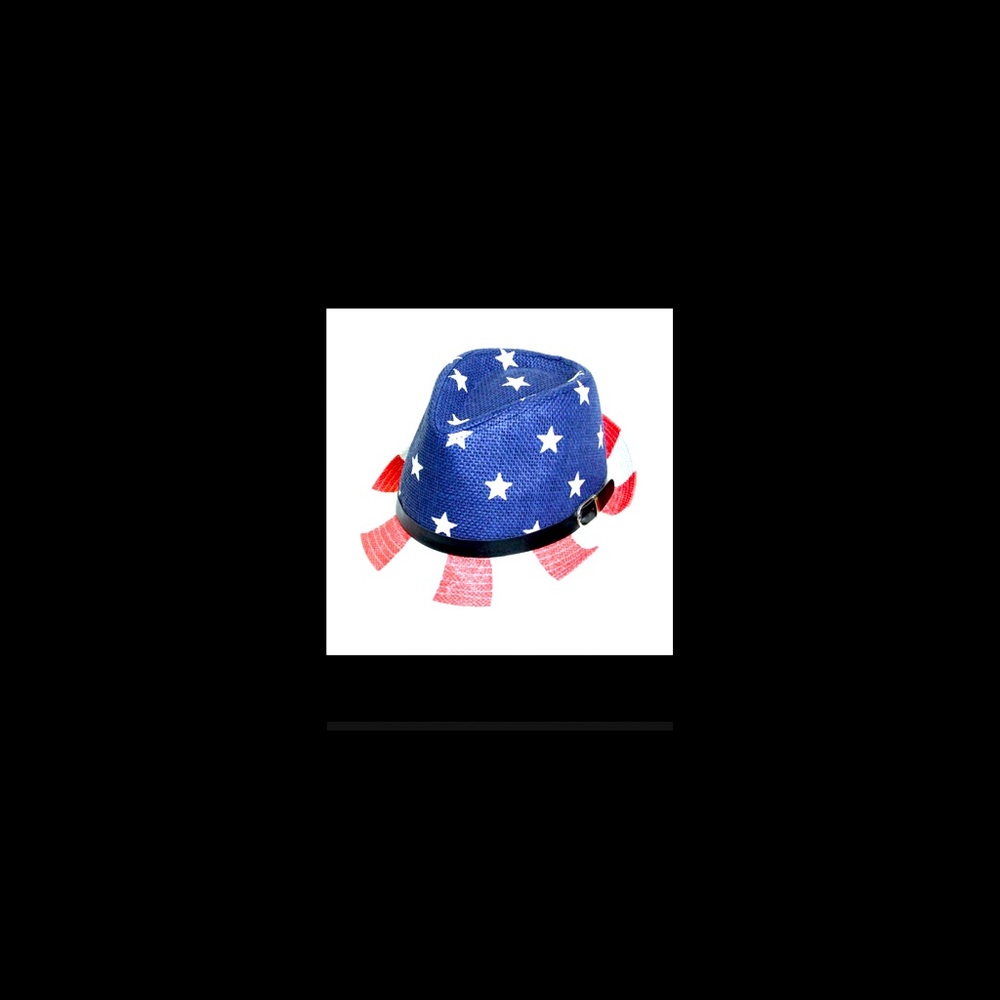 Red, White, Blue Fedora Hat with black buckle